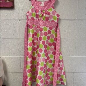 Ashley Ann size 10  Girls Pink & Lime Polka Dot Sundress
